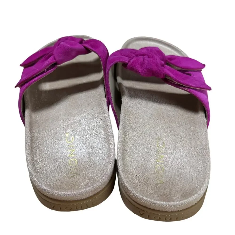 Vionic Elara Slide Sandal Rose Violet Suede Women's Size 7.5 New Without Box
